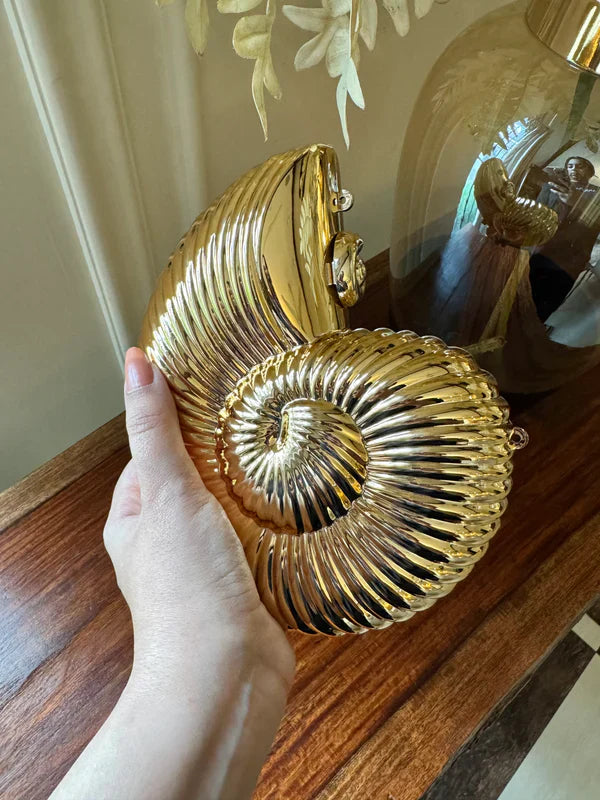 LUXURY Shell Clutch with Gold Chain - MINI