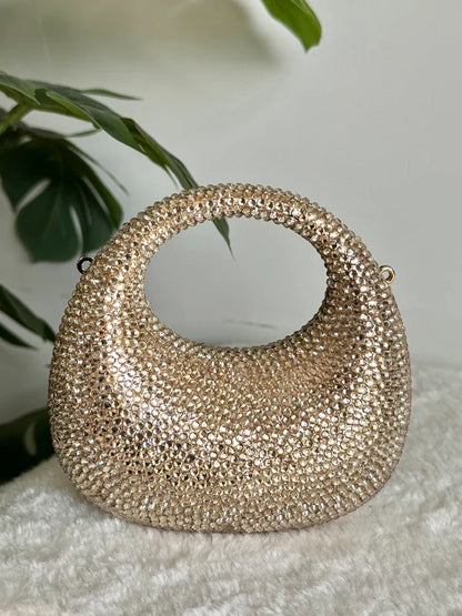 Viral Swarovski Metallic Clutch with Chain - Mini