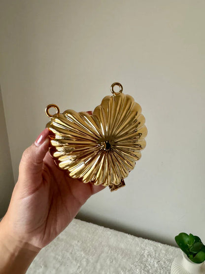 Metallic Heart Clutch -  with Chain