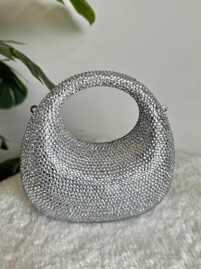 Viral Swarovski Metallic Clutch with Chain - Mini