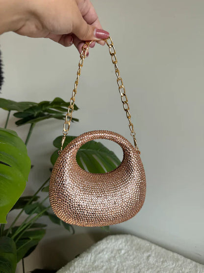 Viral Swarovski Metallic Clutch with Chain - Mini