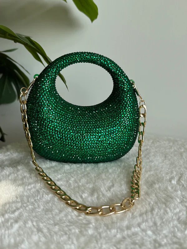 Viral Swarovski Metallic Clutch with Chain - Mini