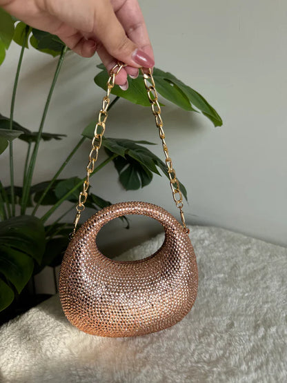 Viral Swarovski Metallic Clutch with Chain - Mini