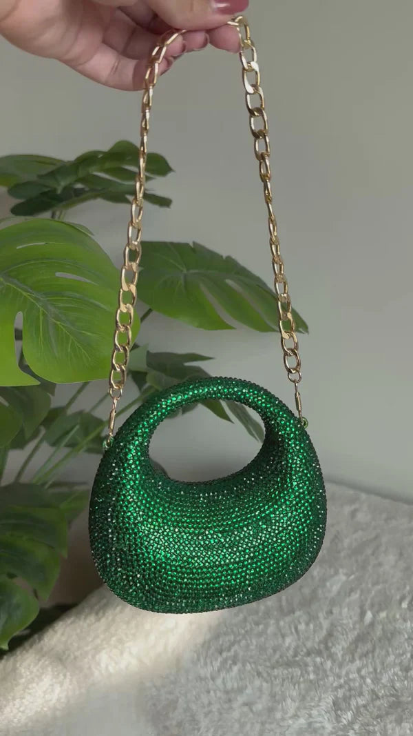 Viral Swarovski Metallic Clutch with Chain - Mini