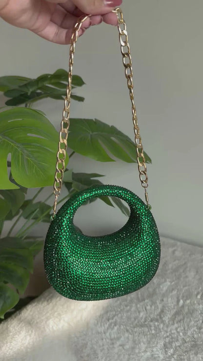 Viral Swarovski Metallic Clutch with Chain - Mini