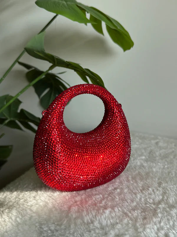 Viral Swarovski Metallic Clutch with Chain - Mini