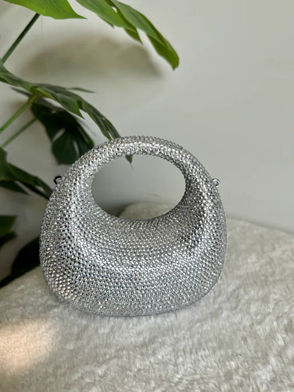 Viral Swarovski Metallic Clutch with Chain - Mini