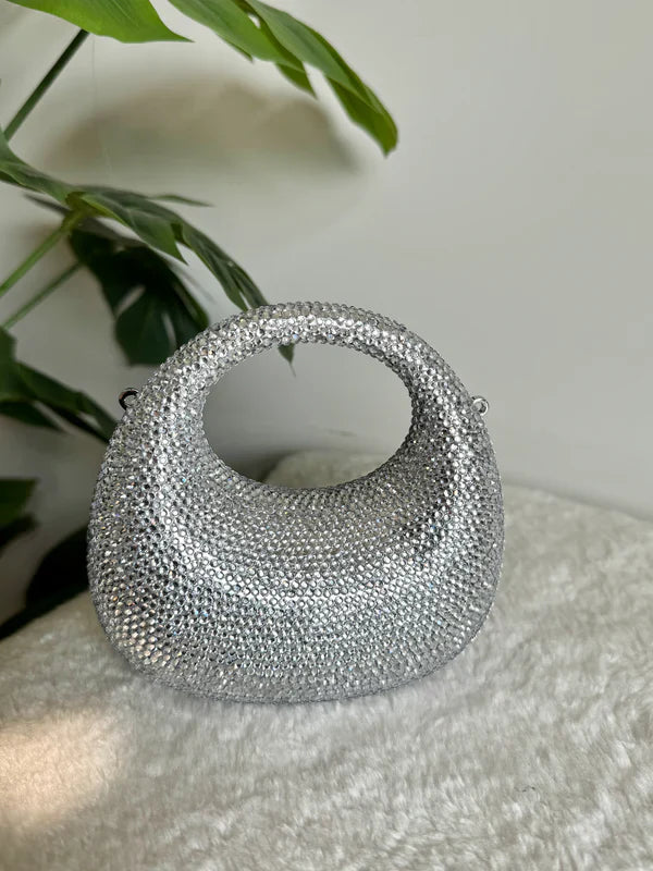 Viral Swarovski Metallic Clutch with Chain - Mini