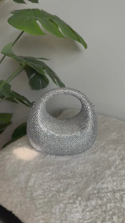 Viral Swarovski Metallic Clutch with Chain - Mini