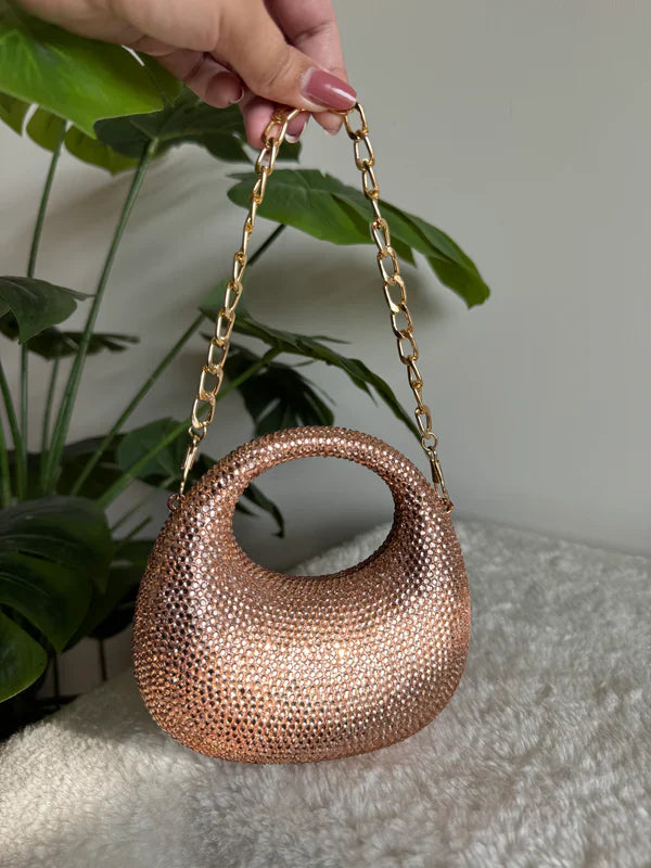 Viral Swarovski Metallic Clutch with Chain - Mini