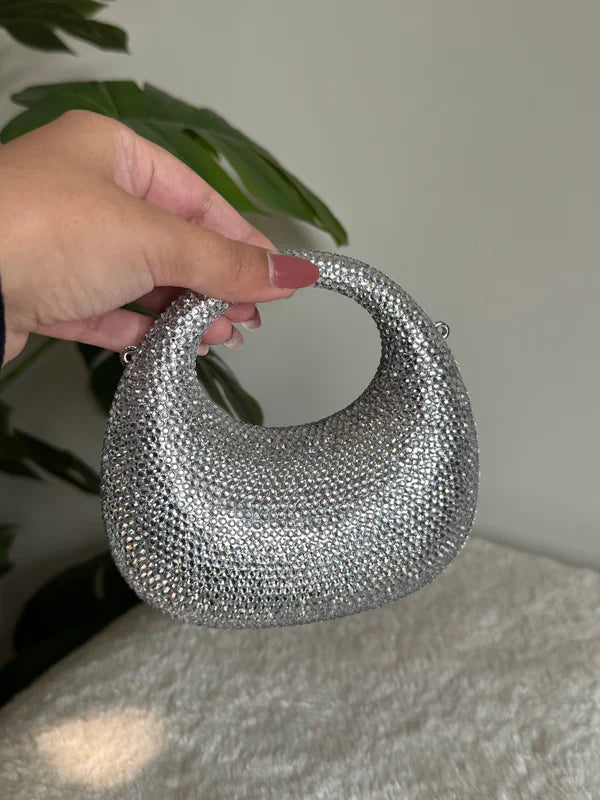 Viral Swarovski Metallic Clutch with Chain - Mini