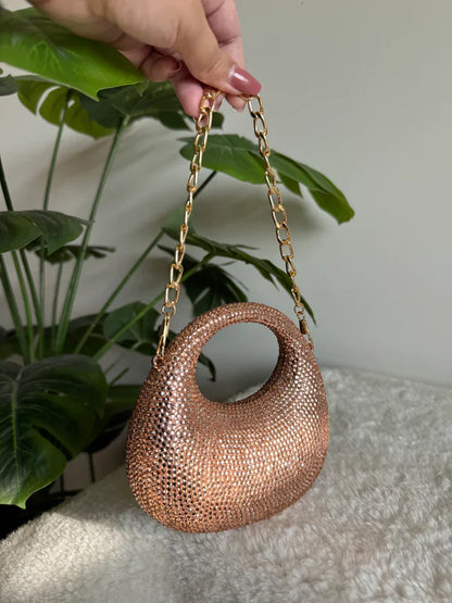 Viral Swarovski Metallic Clutch with Chain - Mini