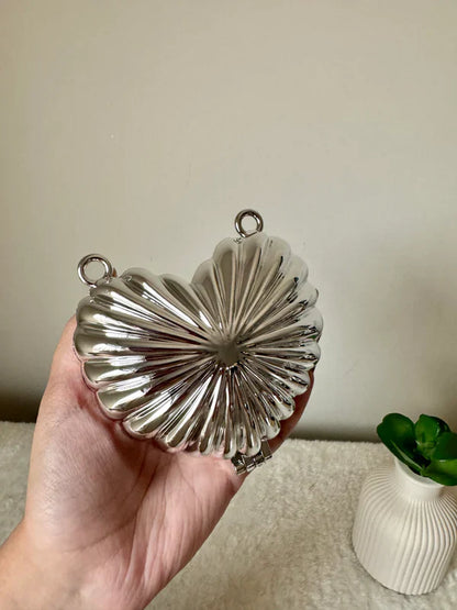 Metallic Heart Clutch - with Chain