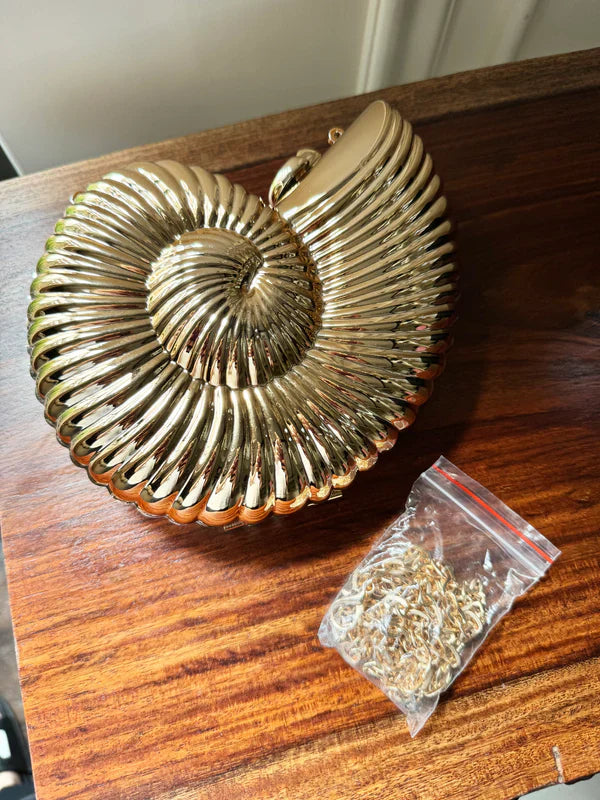 LUXURY Shell Clutch with Gold Chain - MINI