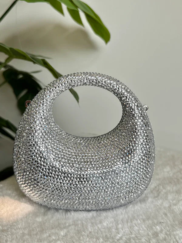 Viral Swarovski Metallic Clutch with Chain - Mini