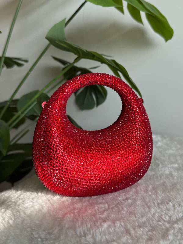 Viral Swarovski Metallic Clutch with Chain - Mini