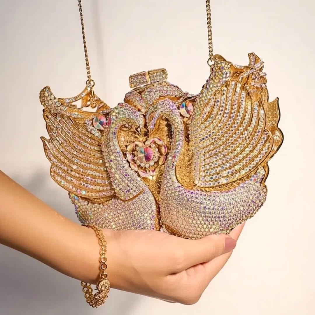Swan Royale Crystal Clutch