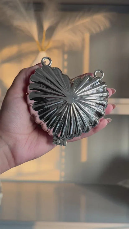 Metallic Heart Clutch - with Chain